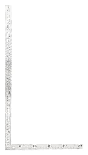 Rechtwinkliges Lineal for Zimmerleute, Edelstahl, 90 Grad, zweiarmig, Doppelskala, L-förmiges, Messquadrat, Werkzeug, Tischler-Rahmenwerkzeuge(500mm*250mm) von ESESE