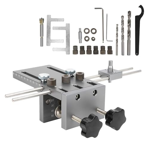 Tischlerwerkzeug, Lochsucher-Set, metrisches Bohrsucher-Werkzeug aus Aluminiumlegierung for die Holzbearbeitung, verstellbarer Klemmdrehknopf mit Zubehör von ESESE