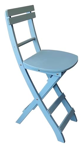 Tragbarer Hochstuhlsitz, 23-Zoll-Klappbarhocker aus Holz mit Fußstütze – tragbarer Barstuhl for Küche, Esszimmer, Wohnzimmer und Außenbereich, 1 Stück(Blue) von ESESE