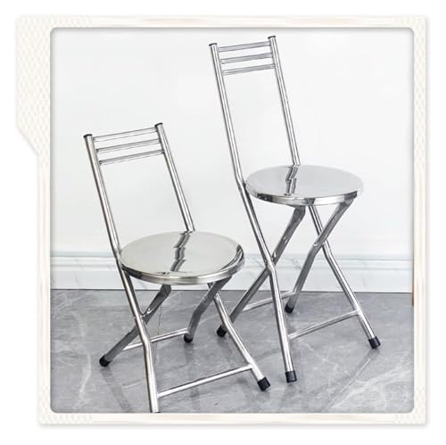Tragbarer Hochstuhlsitz, Klappstühle Barhocker aus Edelstahl Verdickte for Zuhause und Büro for den Außenbereich silbernem Metall(H:30cm/12in) von ESESE