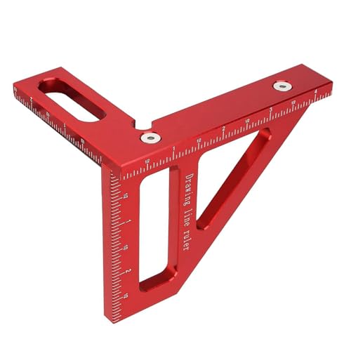 Winkelmesser for die Holzbearbeitung, 3D-Mehrwinkel-Messlineal, 45- und 90-Grad-Gehrungsdreieck-Linealmessung, Anreißer-Layout-Messwerkzeug(Red) von ESESE