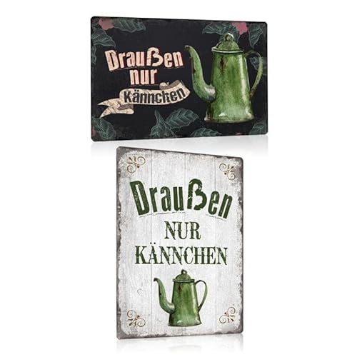 2er Set Retro Blechschilder mit Lustige Spruch - Draußen nur Kännchen - Nostalgie Kaffee Metallschild Bilder für die Küche - Kaffee Schild Poster Wanddeko Geschenk 20x30cm 2er Set Retro Blechschilder mit Lustige Spruch - Draußen nur Kännchen - Nostalgie Kaffee Metallschild Bilder für die Küche - Kaffee Schild Poster Wanddeko Geschenk 20x30cm von ESFIVHO