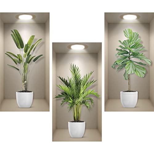 ESFIVHO 3er Set Wandtattoo 3D Effekt Vase 56x28cm - Wandaufkleber Selbstklebend mit Blumen Grüne Pflanzen Baum Bonsai - Wandsticker Wandbild für Büro Kinderzimmer Küche groß von ESFIVHO