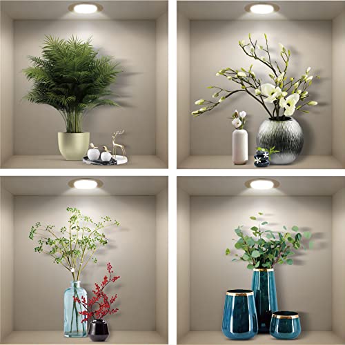 4er Set Wandtattoo 3D Effekt Vase - 3D Wandaufkleber Selbstklebend mit Blumen Grüne Pflanzen Baum Bonsai - Wandsticker Wandbild für Schlafzimmer Wohnzimmer Kinderzimmer Küche Büro 40x40cm von ESFIVHO