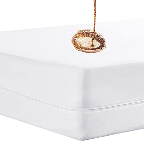 Wasserdichter Matratzenbezug 180 x 200 mit Reißverschluss Matratzenschoner Wasserdicht 180x200cm Nässeschutz Matratzenschutz Spannbettlaken Waschbar Atmungsaktiv Spannbetttuch 30cm tief von ESFOTO