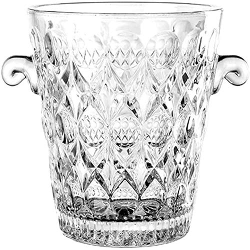 ESGT Glaswein-Eiskübel, Tragbarer Kristall-Champagner-Eimer Eiswürfelbehälter Klarer Weinkühler Kühler Tragegriff Barware-klar von ESGT