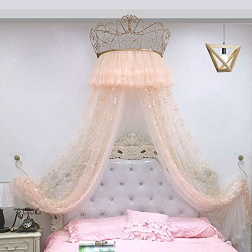 ESGT Prinzessin Crown Retro Bett Vorhang Mädchen Kinderzimmer Dekor Schöne Nacht Garn Net Romantische Prinzessin Zelte Bett Baldachin Volant von ESGT