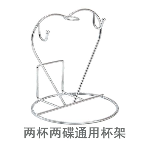 Tassenständer for die Arbeitsplatte mit 6 Haken for Tassenbäume, Metallbecherhalter mit Ablagefläche. Kaffeetassenhalter aus besprühtem Eisen for 2 Untertassen und 2 Tassen(Silver) von ESHDGFYB