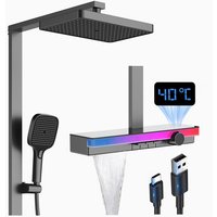 Esip - Duscharmatur Komplettset led Temperaturanzeige Duschsystem Sensor Farblicht Duschet Regendusche Set 3 Funktional Duschgarnitur mit Esip - Duscharmatur Komplettset led Temperaturanzeige Duschsystem Sensor Farblicht Duschet Regendusche Set 3 Funktional Duschgarnitur mit von ESIP