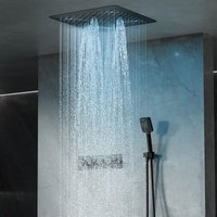Duschsystem,Multifunktional Unterputz Duscharmatur,Duschsystem Mit Thermostat, Mit LED-Farblichter,500×500mm Kopfbrause,Handbrause Duscharmatur von ESIP