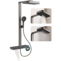 Duschsystem mit Thermostat, Messing Duschset, LED-Temperaturanzeige, Komplett Duschamaturenset mit 2 Funktion Kopfbrause, Handbrause mit 4 von ESIP