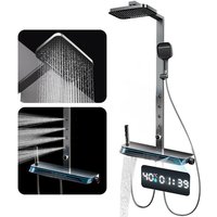 Duschsystem mit Thermostat, Mit 5 Funktion LED-Digitalanzeige Umgebungslicht Wand-Duschset, Mit 33x20 Cm Duschkopf , 4Rückenspray, Hand Dusche, von ESIP