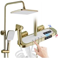 Duschsystem mit Thermostat,Wand-Duschset mit LED-Digitalanzeige, Klaviertasten mit 4 Funktionen und Duschkopf 30 x 20 cm,Wasserfall-Badewannenarmatur von ESIP