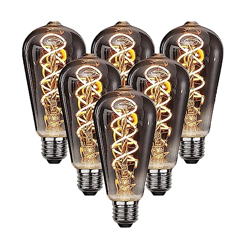 ESIP Edison Vintage Glühbirne,E27 ST64 4W LED Glühbirne Vintage Antike Glühbirne,2700K Warmweiß, Ideal für Nostalgie und Retro Beleuchtung im Haus Café Bar usw - 6 Stück von ESIP