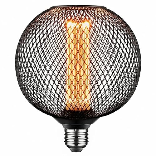 ESIP LED Lampen,Schwarz Metallkäfig LED Leuchtmittel,G125 E27 4W Edison Vintage Glühbirne,1800K Warmes Gelb LED Lampe,Zum Dekorieren von Kronleuchtern, Wandlampen und Tischlampen von ESIP