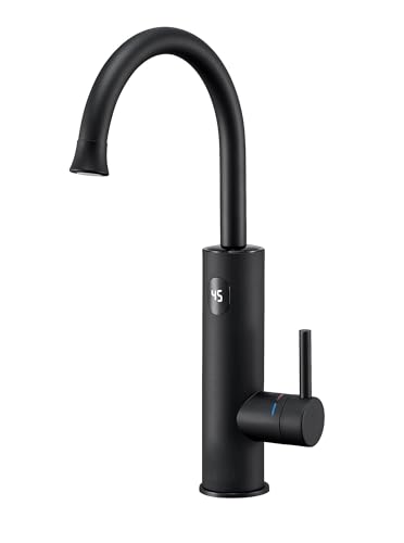 ESIP Wasserhahn mit durchlauferhitzer,Schwarz Küchenarmatur Armatur mit integriertem Durchlauferhitzer wasserhahn, 3000W Temperaturanzeige elektrischer wasserhahn, Wasserhahn küche 360° schwenkbar von ESIP