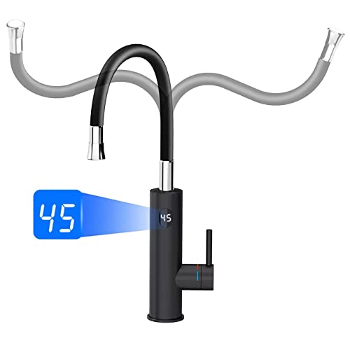 ESIP Wasserhahn Mit Durchlauferhitzer, 360° Schwenkbar, 3000W Temperaturanzeige, Elektrische Küchenarmatur Mit Integriertem Durchlauferhitzer von ESIP