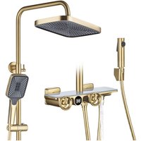 Duschsystem Mit Thermostat, Wand-Duschset Mit LED-Digitalanzeige, 30x20 cm Duschkopf, 3-Funktions-Handbrause, Badewannenmischer Und Bidetbrause, von ESIP