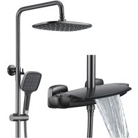 Duschsystem Regendusche mit Thermostat, Duscharmatur Höhenverstellbar Pistole Grau Dusche Set mit Wasserfall Wannenauslauf, 310 200mm Duschkopf, 3 von ESIP