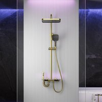 Duschsäulen mit Thermostat, Digitalanzeige Duschsystem mit Thermostat Messing Duschset Wandmontiert Duschsäule Duschgarnitur mit Regendusche, von ESIP