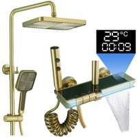 Duschsystem mit Thermostat, Digitalanzeige Duschset Komplettset 4 Funktions Dusche Regendusche Set Duschgarnitur mit Regendusche, Duschkopf, von ESIP