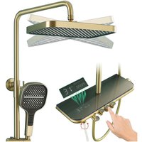 Duschsystem mit Thermostat,Duschset mit LED-Digitalanzeige,35x22cm Duschkopf,Handbrause 3 Strahlarten,360-Grad-Badewannen- und von ESIP