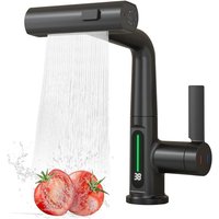 Wasserhahn Küche mit Brause Ausziehbar, 3 Modus Küchenarmatur mit led Temperaturanzeige, Einhebel Mischbatterie 360° Drehbar Spültischarmatur Küche von ESIP