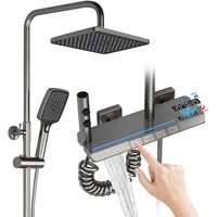 Regendusche Duschsystem,4 Funktion LED Digitalanzeige heiße und kalte Mischung An der Wand montiert Brausegarnitur, mit 32 20cm Regendusche von ESIP