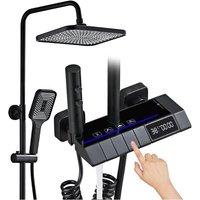 Schwarz Duschsystem mit LED-Digitalanzeige Duschset Wandmontage Duscharmatur Regendusche Höhenverstellbar Regendusche Set mit 32 20cm kopfbrause, 3 von ESIP