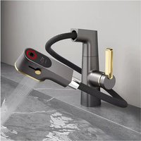 Waschtischarmatur mit 3 Strahlarten Armatur Waschbecken mit ausziehbar Brause 360-Grad-Drehung Wasserhahn bad wassersparend Mischbatterie von ESIP