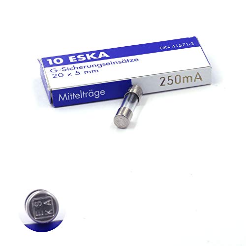 Mittelsicherung, träge (M) aus Glas, 250 mA / 250 V AC, 5 x 20 mm, 10 Stück Mittelsicherung, träge (M) aus Glas, 250 mA / 250 V AC, 5 x 20 mm, 10 Stück von ESKA