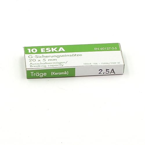 10 x Verzögerungen Keramik (T) 2.5 A/250 VAC 5 x 20 mm von ESKA