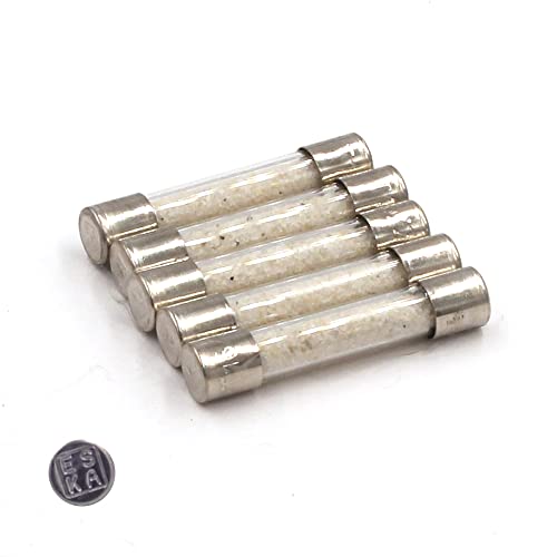 5 x Schmelzsicherung, träge (T), aus Glas, 16 A / 250 V AC, 6,3 x 32 mm von ESKA