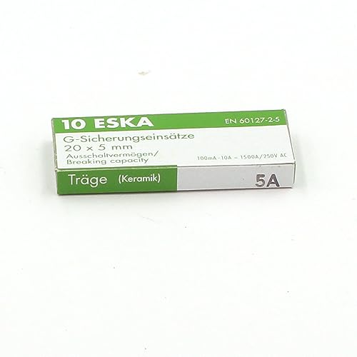 Eska 10 x Sicherung, verzögert (T), Keramik, 5A/250VAC, 5 x 20 mm von ESKA