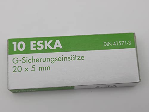 Schmelzsicherung, träge (T), aus Glas, 10 A / 250 V AC, 5 x 20 mm, 10 Stück von ESKA