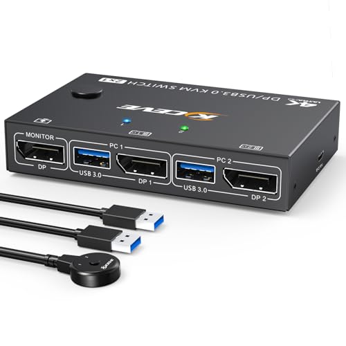 USB3.0 KVM Switch Displayport 2 Ports 4K@144Hz,ESKEVE KVM Switch 2 PC 1 Monitor 8K@30Hz für 2 PC Teilen 1 Monitors und 4 USB3.0-Geräte.mit USB-Kabel und Desktop Controllerller USB3.0 KVM Switch Displayport 2 Ports 4K@144Hz,ESKEVE KVM Switch 2 PC 1 Monitor 8K@30Hz für 2 PC Teilen 1 Monitors und 4 USB3.0-Geräte.mit USB-Kabel und Desktop Controllerller von ESKEVE