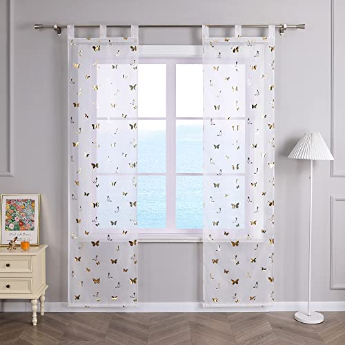 ESLIR 2er Set Flächenvorhänge Schiebegardinen Transparent Gardinen mit Schlaufen Schiebevorhang Weiß Vorhang Wohnzimmer Modern Gold BxH 57x245cm 2 Stück ESLIR 2er Set Flächenvorhänge Schiebegardinen Transparent Gardinen mit Schlaufen Schiebevorhang Weiß Vorhang Wohnzimmer Modern Gold BxH 57x245cm 2 Stück von ESLIR
