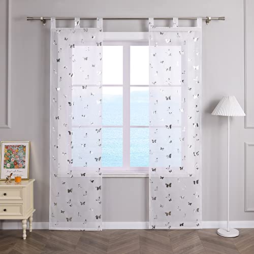 ESLIR 2er Set Flächenvorhänge Schiebegardinen Transparent Gardinen mit Schlaufen Schiebevorhang Weiß Vorhang Wohnzimmer Modern Silber BxH 57x245cm 2 Stück ESLIR 2er Set Flächenvorhänge Schiebegardinen Transparent Gardinen mit Schlaufen Schiebevorhang Weiß Vorhang Wohnzimmer Modern Silber BxH 57x245cm 2 Stück von ESLIR