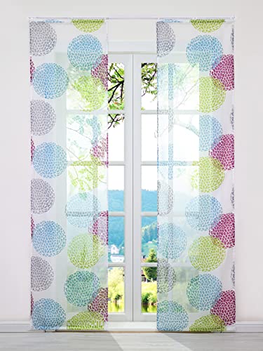 ESLIR 2er Set Flächenvorhänge Schiebegardinen Voile Gardinen mit Klettband Schiebevorhang mit Klettschiene Transparent Vorhang Kreis Muster Bunt BxH 57x245cm 2 Stück ESLIR 2er Set Flächenvorhänge Schiebegardinen Voile Gardinen mit Klettband Schiebevorhang mit Klettschiene Transparent Vorhang Kreis Muster Bunt BxH 57x245cm 2 Stück von ESLIR