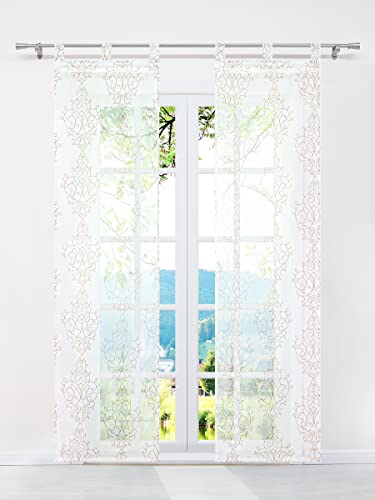 ESLIR 2er Set Flächenvorhänge Schiebegardinen Voile Gardinen mit Schlaufen Schiebevorhang Transparent Vorhang mit symmetrischen Muster Grau BxH 57x225cm 2 Stück ESLIR 2er Set Flächenvorhänge Schiebegardinen Voile Gardinen mit Schlaufen Schiebevorhang Transparent Vorhang mit symmetrischen Muster Grau BxH 57x225cm 2 Stück von ESLIR