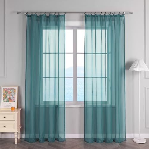 ESLIR Gardinen mit Kräuselband Vorhänge Fensterschal Transparent Schlaufenschal Voile Schal Uni Blau BxH 145x260cm 1 Stück ESLIR Gardinen mit Kräuselband Vorhänge Fensterschal Transparent Schlaufenschal Voile Schal Uni Blau BxH 145x260cm 1 Stück von ESLIR