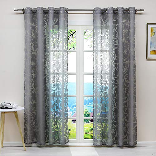 ESLIR Gardinen mit Ösen Vorhänge Ausbrenner Fensterschal Transparent Ösenschal mit Ranken Muster Grau BxH BxH 140x245cm1 Stück ESLIR Gardinen mit Ösen Vorhänge Ausbrenner Fensterschal Transparent Ösenschal mit Ranken Muster Grau BxH BxH 140x245cm1 Stück von ESLIR