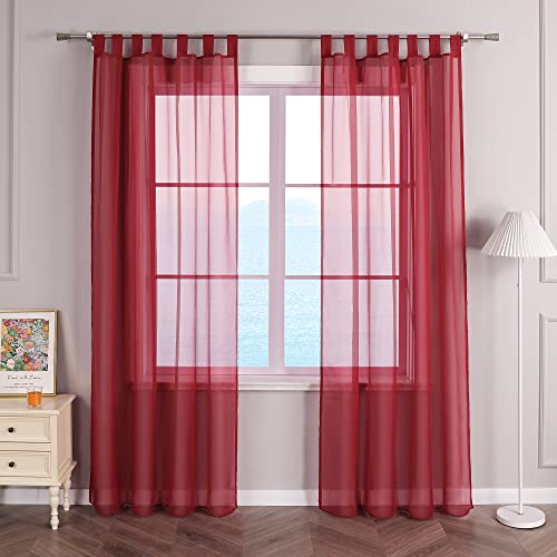 ESLIR Gardinen mit Schlaufen Vorhänge Fensterschal Transparent Schlaufenschal Voile Beere BxH 140x225cm 1 Stück von ESLIR