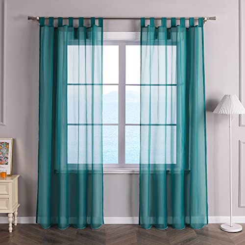 ESLIR Gardinen mit Schlaufen Vorhänge Fensterschal Transparent Schlaufenschal Voile Blau BxH 140x175cm 1 Stück von ESLIR