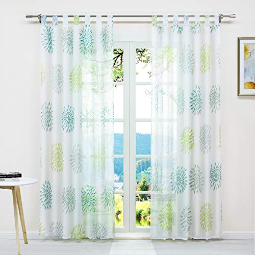 ESLIR Gardinen mit Schlaufen Vorhänge Fensterschal Transparent Schlaufenschal mit Kreis Muster Voile Grün BxH 140x145cm1 Stück ESLIR Gardinen mit Schlaufen Vorhänge Fensterschal Transparent Schlaufenschal mit Kreis Muster Voile Grün BxH 140x145cm1 Stück von ESLIR