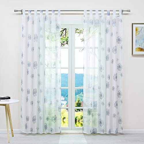 ESLIR Gardinen mit Schlaufen Vorhänge Fensterschal Transparent Schlaufenschal mit Löwenzahn Muster Voile Weiß BxH 140x225cm1 Stück ESLIR Gardinen mit Schlaufen Vorhänge Fensterschal Transparent Schlaufenschal mit Löwenzahn Muster Voile Weiß BxH 140x225cm1 Stück von ESLIR