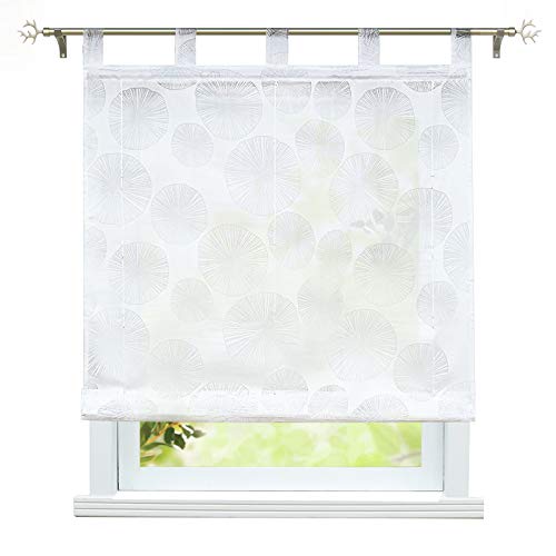 ESLIR Raffrollo Ausbrenner Transparente Raffgardinen mit Schlaufen Schlaufenrollo Modern Gardinen Küche Vorhänge Weiß BxH 120x150cm 1 Stück von ESLIR