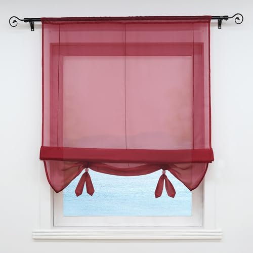 ESLIR Raffrollo Wohnzimmer Raffgardine Tunnelzug Gardinen Küche Transparent Bändchenrollo Vorhänge Modern Voile Berry BxH 120x155cm 1 Stück von ESLIR