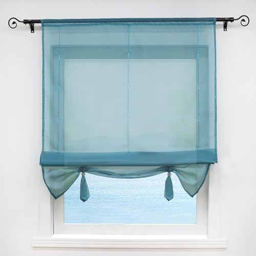 ESLIR Raffrollo Wohnzimmer Raffgardine Tunnelzug Gardinen Küche Transparent Bändchenrollo Vorhänge Modern Voile Blau BxH 120x155cm 1 Stück ESLIR Raffrollo Wohnzimmer Raffgardine Tunnelzug Gardinen Küche Transparent Bändchenrollo Vorhänge Modern Voile Blau BxH 120x155cm 1 Stück von ESLIR