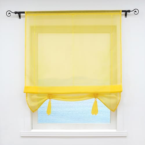 ESLIR Raffrollo Wohnzimmer Raffgardine Tunnelzug Gardinen Küche Transparent Bändchenrollo Vorhänge Modern Voile Gelb BxH 120x155cm 1 Stück ESLIR Raffrollo Wohnzimmer Raffgardine Tunnelzug Gardinen Küche Transparent Bändchenrollo Vorhänge Modern Voile Gelb BxH 120x155cm 1 Stück von ESLIR